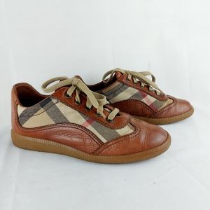 BURBERRY vintage Nova Check canvas/leather laced sneakers sz 38.